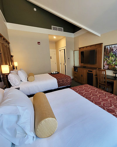 A beautiful image of our brand new Double Queen Mountain View room.